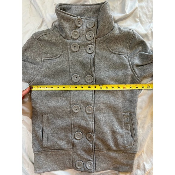 Vintage Young USA Button Up Gray Sweatshirt Coat Detachable Hood size Large - Picture 13 of 15